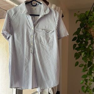 J. Crew light strip cotton half-button down